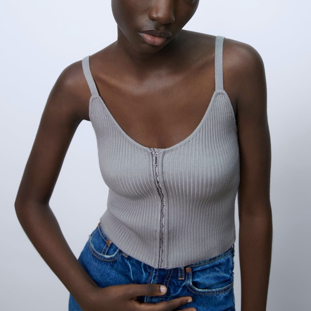 Zara Light Grey Knit Corset Top